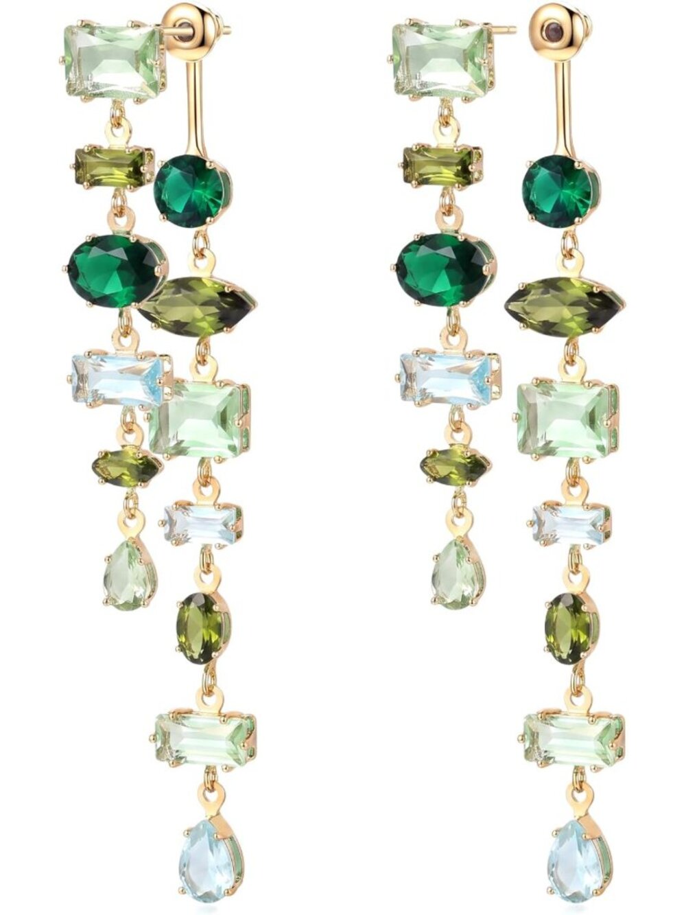 Elegant 14K Gold Plated Chandelier Dangle Earrings with Cubic Zirconia for